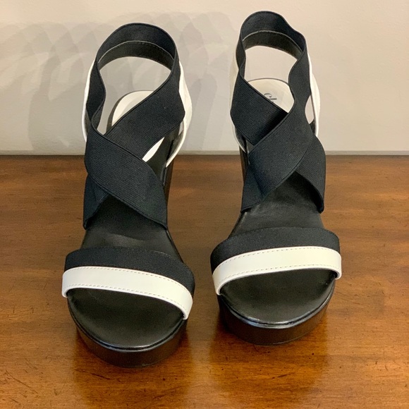 CHARLES by Charles David - Black & White Wedge Sandals - Picture 4 of 10